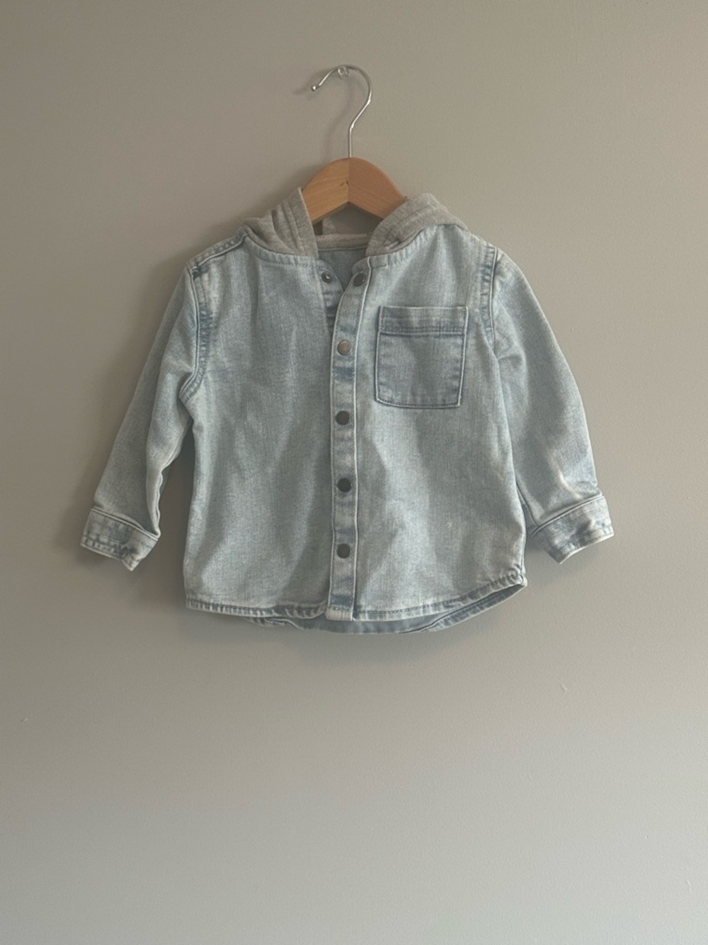 George Light Blue Denim Hooded Snap Jacket